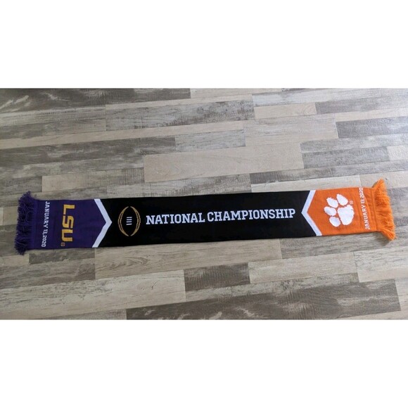 2020 Clemson Tigers Vs LSU Tigers National Championship Two Sided Knit Scarf A+ - Picture 6 of 11